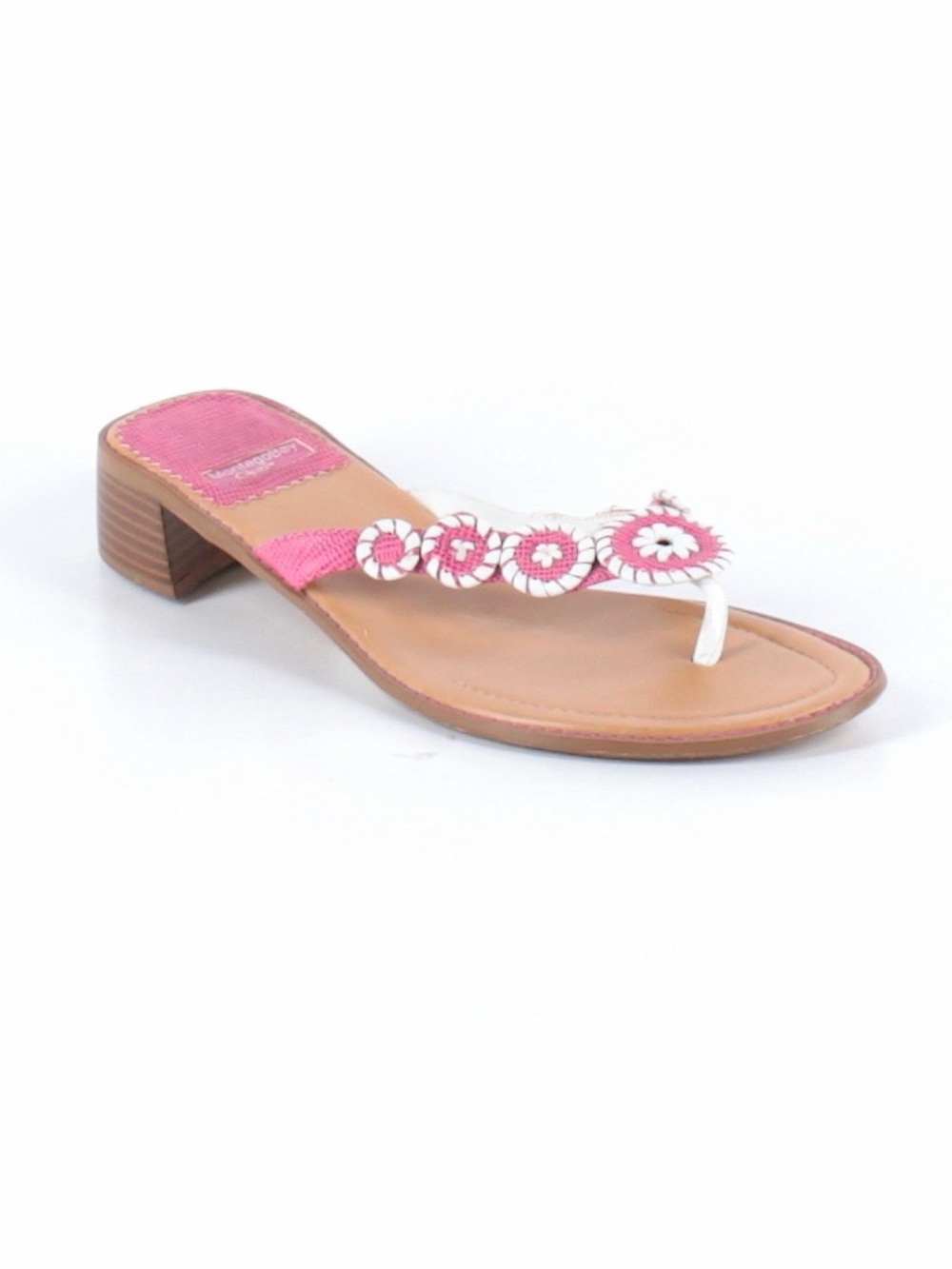 Montego Bay Club Pink and White Beaded Thong Sandals